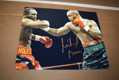 MICHAEL MOORER SIGNED 8X10 PHOTO 3X HEAVYWEIGHT CHAMP VS EVANDER HOLYFIELD PF