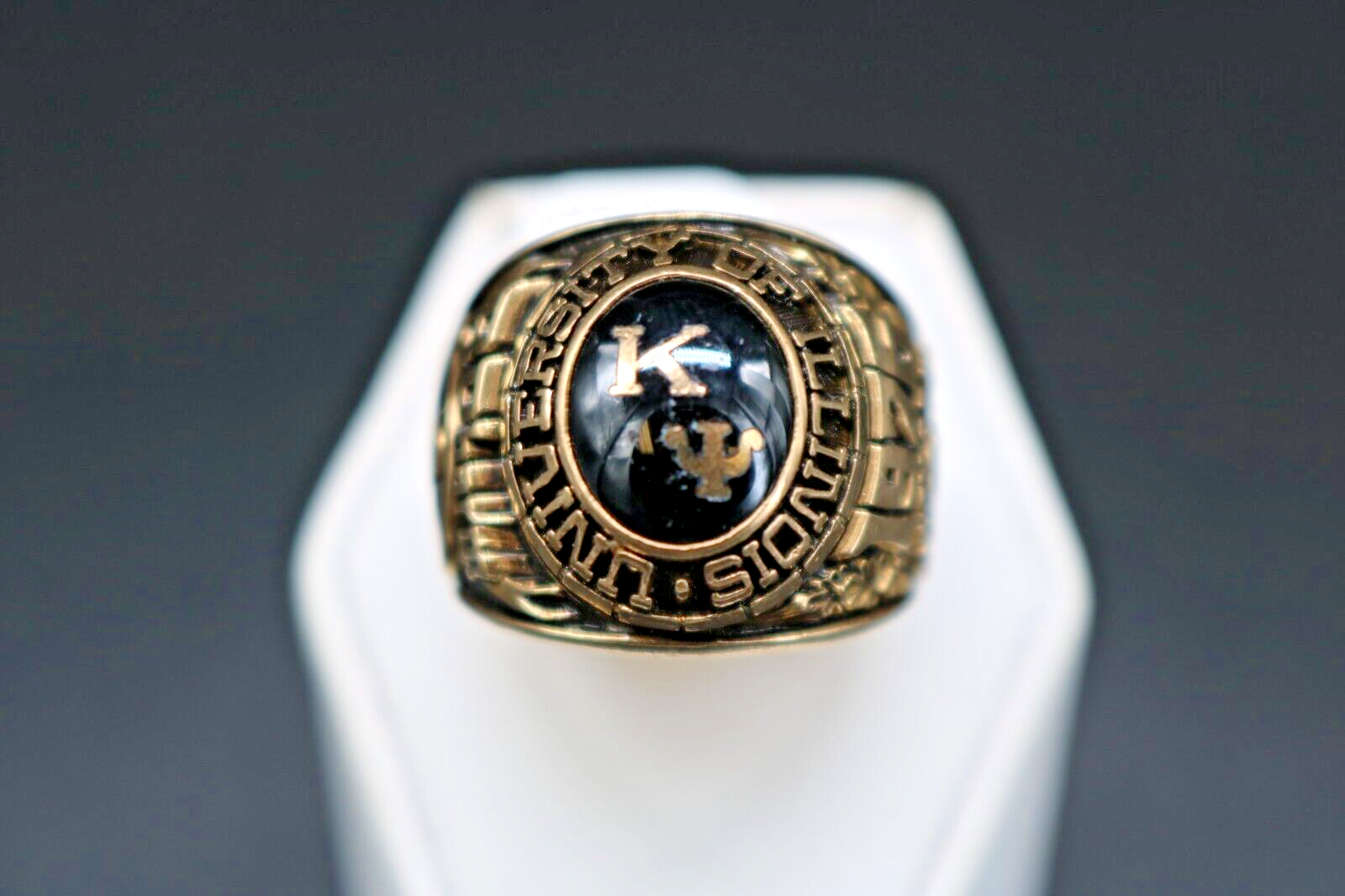 アクセサリー JOSTENS RING 10k WhiteGold CLASS RING 88 10k White Gold Jostens Class Ring, Glass Blue Stone Size