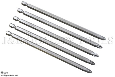 5pc #2 x 6'' Cord less drill Phillips Screwdriver Bit Magnetic Tip Extra Long Set