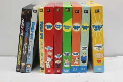 FAMILY GUY COLLECTION- VOLUMES 1-8, STEWIES UNTOLD STORY AND FAMILY GUY DARKSIDE