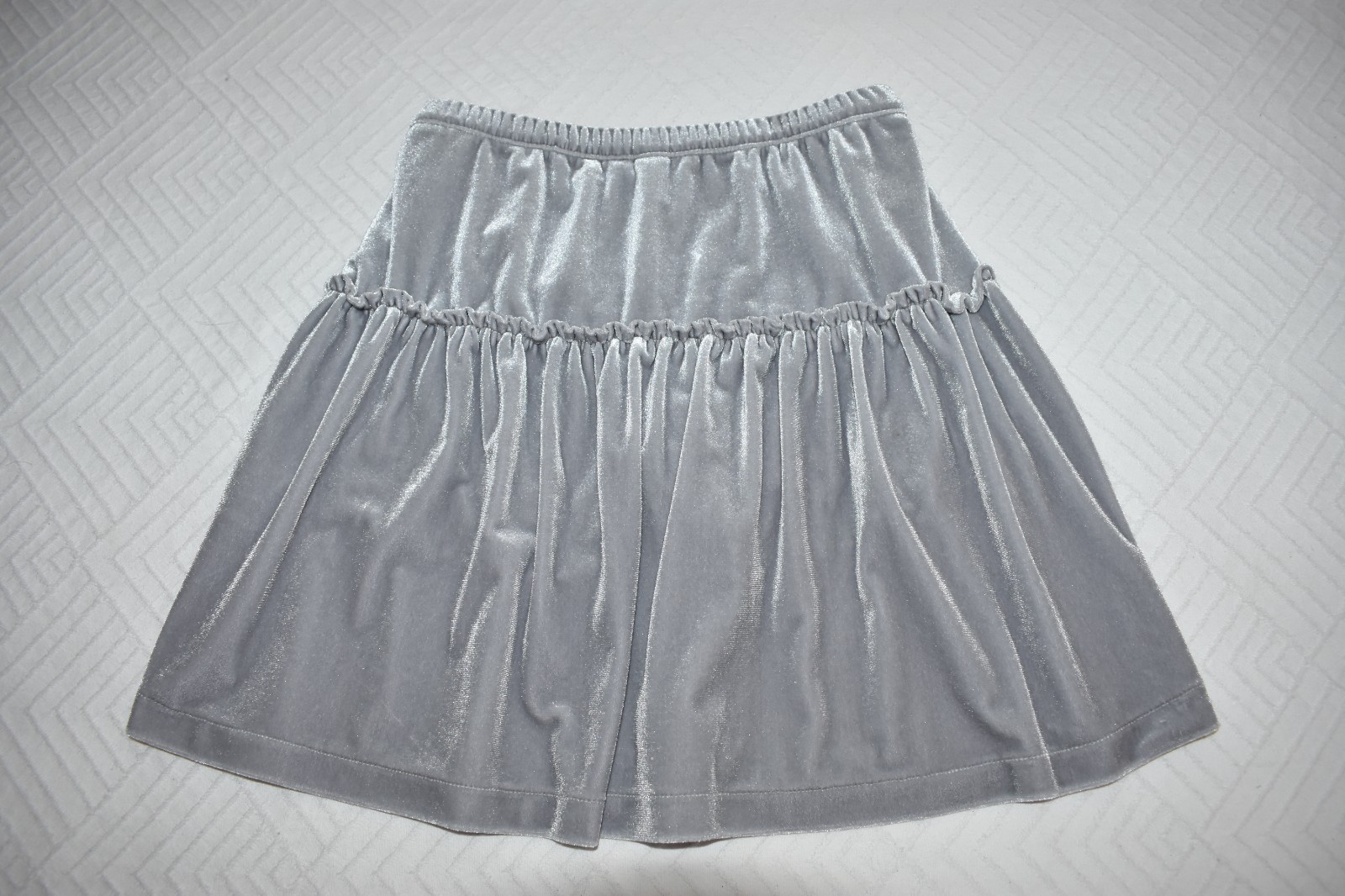 Lands' End Girls 7-8 S Velvet Velour Skirt Skort Gray Built in Shorts