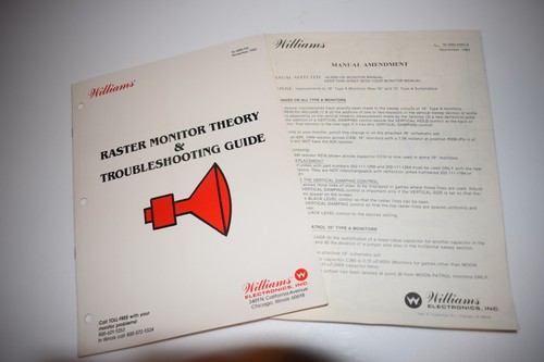 WILLIAMS RASTER MONITOR THEORY & TROUBLESHOOTING GUIDE '82 16-3000-101 (BOOK763)