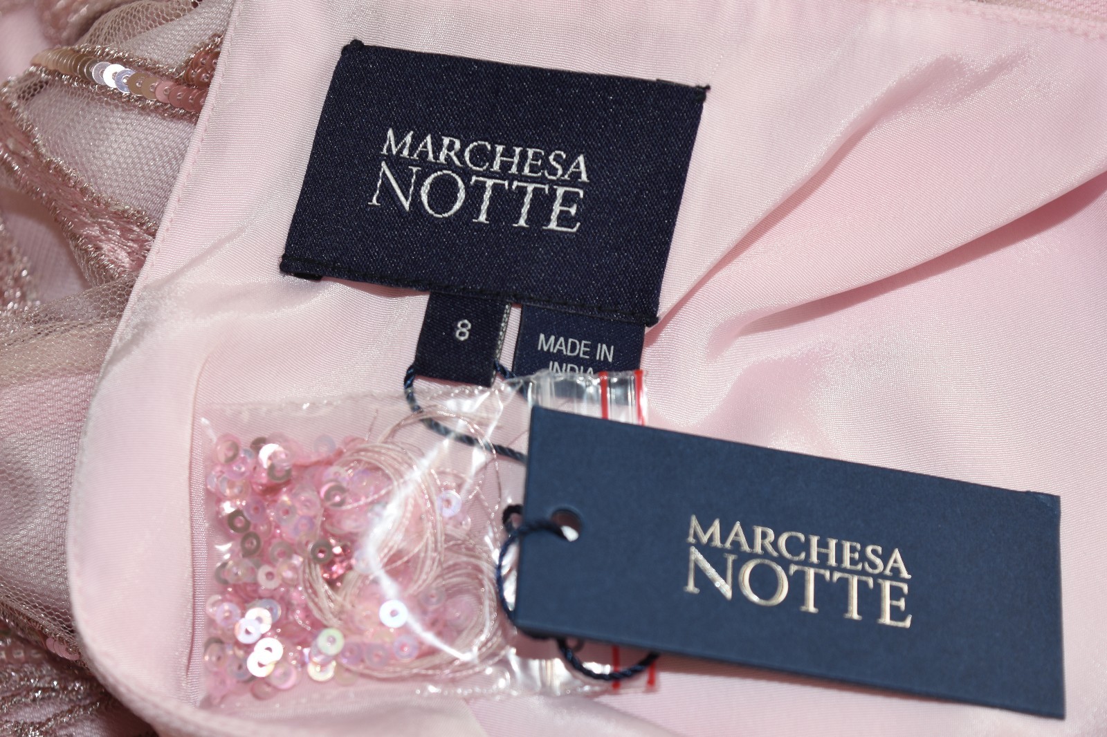 Pre-owned Marchesa Notte $695  Beaded Floral Cocktail Dress Tunic Blush Pale Pink 4