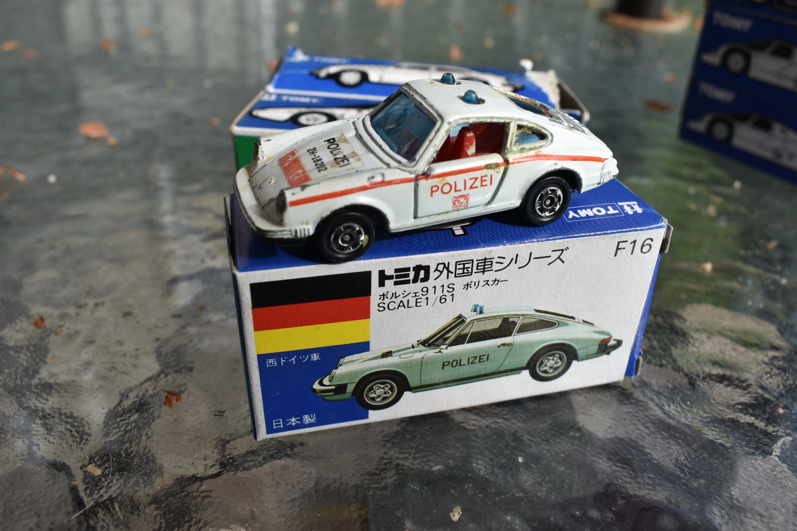 トミカ青箱】F16 ポルシェ 911S ポリスカー 1/61（日本製）