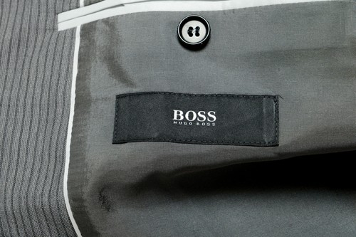 Pre-owned Hugo Boss "kings/central_1" Men's 100% Wool Striped Gray Two Button Suit