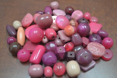 150+ PCS ASSORT PINK RESIN BEADING BEADS 1/2'' - 1 1/4'' #BD-815