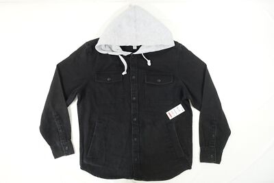 SUN STONE FADED BLACK XL HOODIE STYLE DENIM JEAN JEANS JACKET MENS NWT NEW