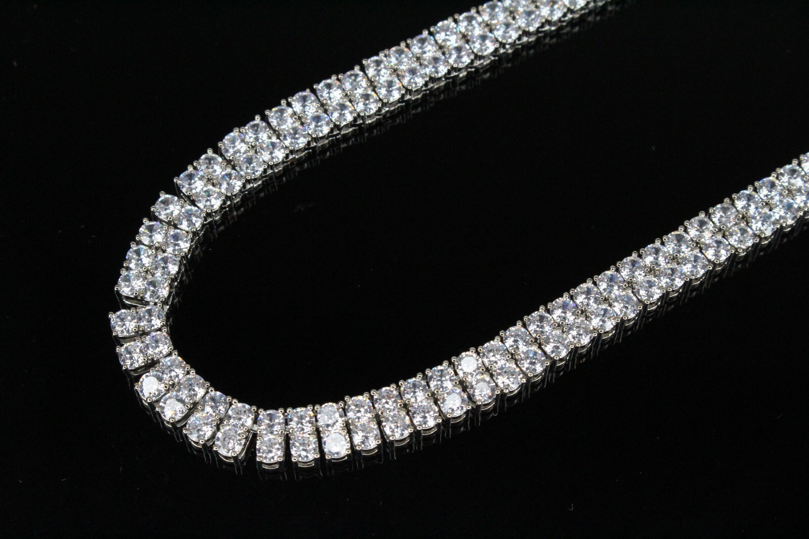 PDJ Double Row Tennis Chain Necklace Lab Sim VVS1 Diamonds