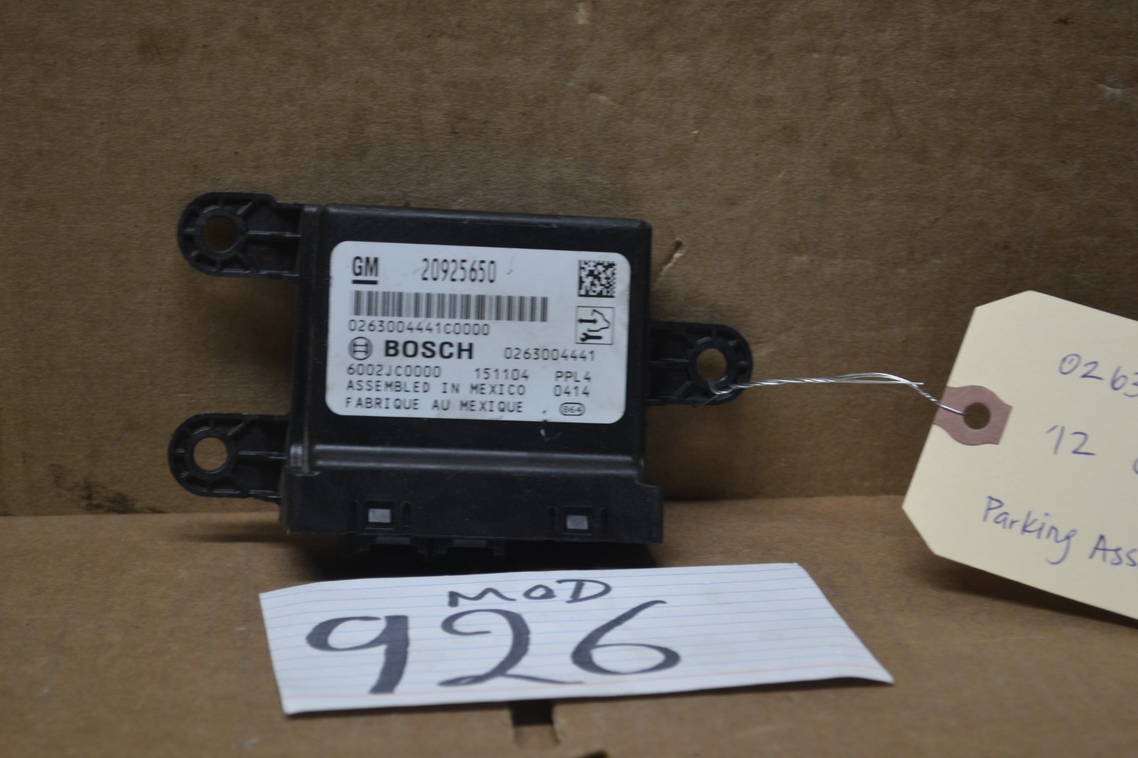 セキュリティ・セーフティ H 2012 Chevrolet Cruze Parking Assist Control Module Computer