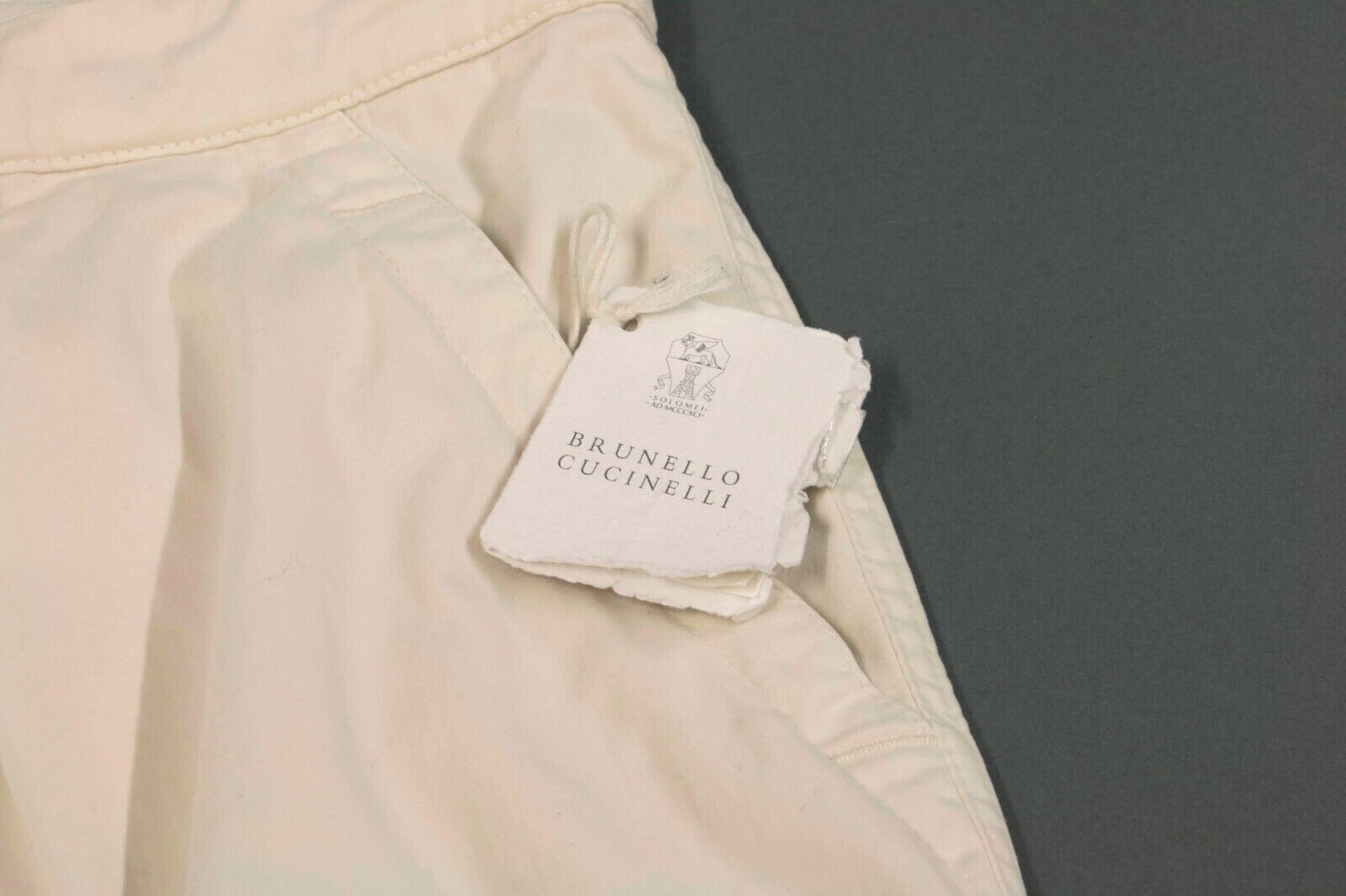 Pre-owned Brunello Cucinelli $1295  Men's "smooth Fit" Drawstring Cargo Pants A242 In White