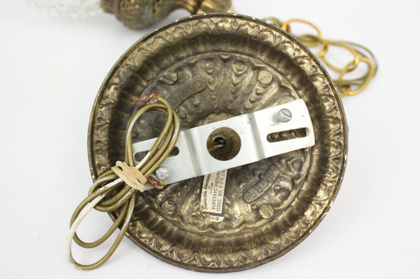 Ornate Vintage Brass Hanging Ceiling Light Pendant Chandelier Fixture 21.5