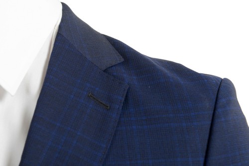 Pre-owned Hugo Boss Men's "novan5/ben2" Slim Fit 100% Wool Plaid Two Button Suit In Blue