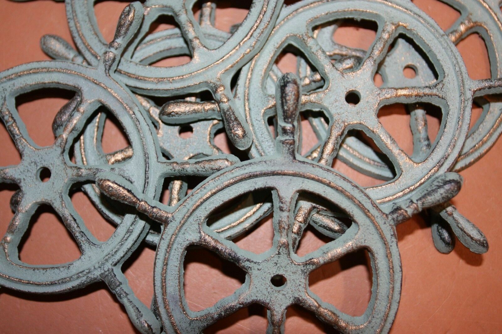 Sailboat Helm Wall Decor Plaques Christmas Gift Bronze Look Cast Iron, N-27