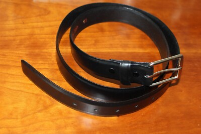 Size 38'', Black Dress Belt One-Piece (!!!) OX SKIN (Cowhide) Leather, ~1¼''