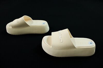Bebe Women's Platform Cushioned Plushy Slide Sandal AN3 Bone Size US:9