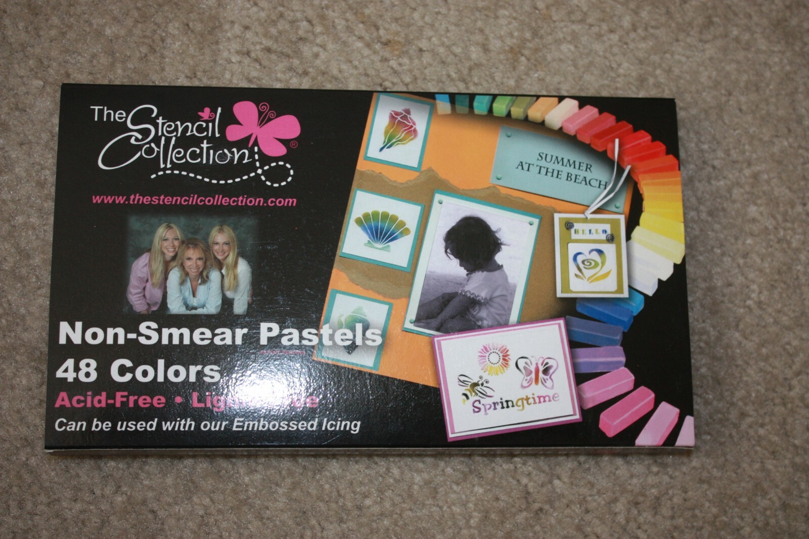 Non-smear Pastels Set Of 48 Colors Half Sticks Square Lot Stencil Collection