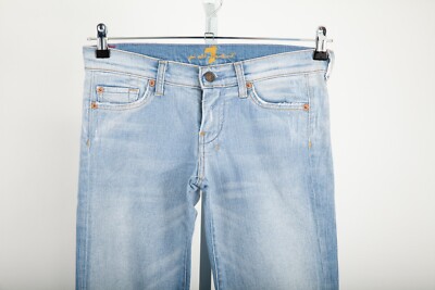 7 For All Mankind Jeans Womens Size 27 Stove Pipe Distressed Light Wash