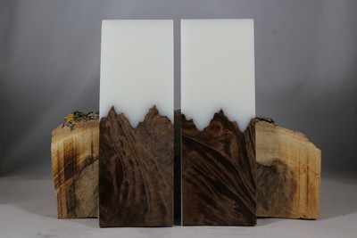 BURL WHITE COMPOSITE KNIFE HANDLE MATERIAL BLANK SCALES (208)