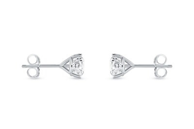Pre-owned Shine Brite With A Diamond 1 Ct Round Lab Created Grown Diamond Earrings 14k White Gold F/vs Martini Push In White/colorless