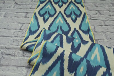 3.0 m Uzbek cotton handmade Ikat fabric/Blue cloth for craft,upholstery,decor