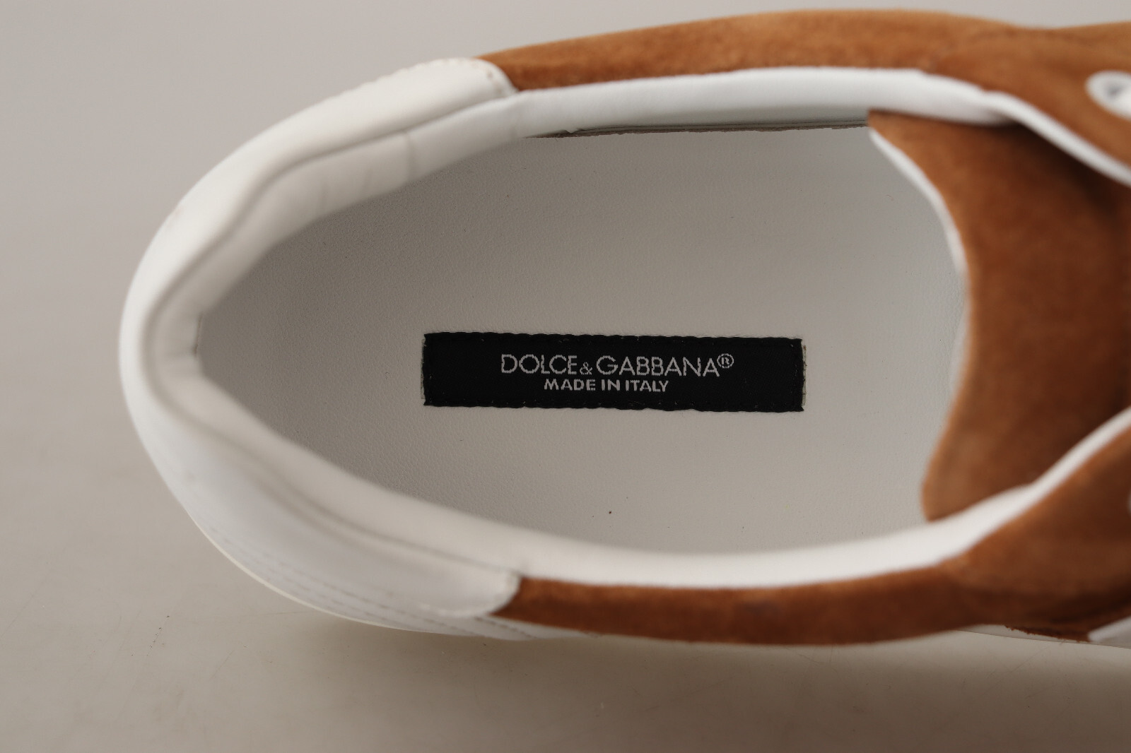 Pre-owned Dolce & Gabbana Shoes Sneakers Brown Suede Leather Mens Low Tops S. Eu41 / Us8
