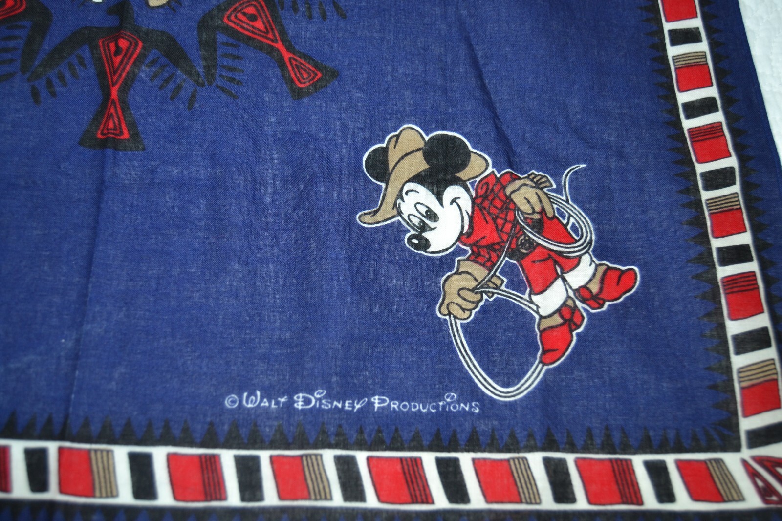 MICKEY & MINNIE Vintage BANDANA Cowboy Western Indian Walt Disney Productions