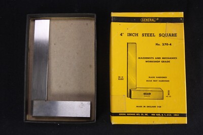 Vintage General Hardware 4'' Steel Square No. 270-4 & Original Box