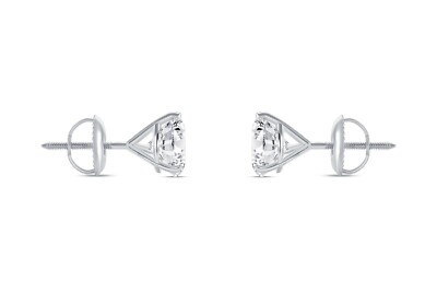 Pre-owned Shine Brite With A Diamond 6 Ct Round Earrings Studs Solid 14k White Gold Brilliant Cut Screw Back Martini In White/colorless