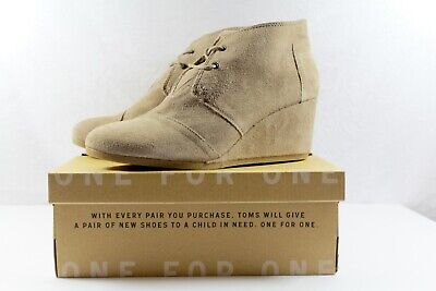 TOMS Desert Wedge Taupe Suede Bootie NEW IN BOX Size 12 NIB