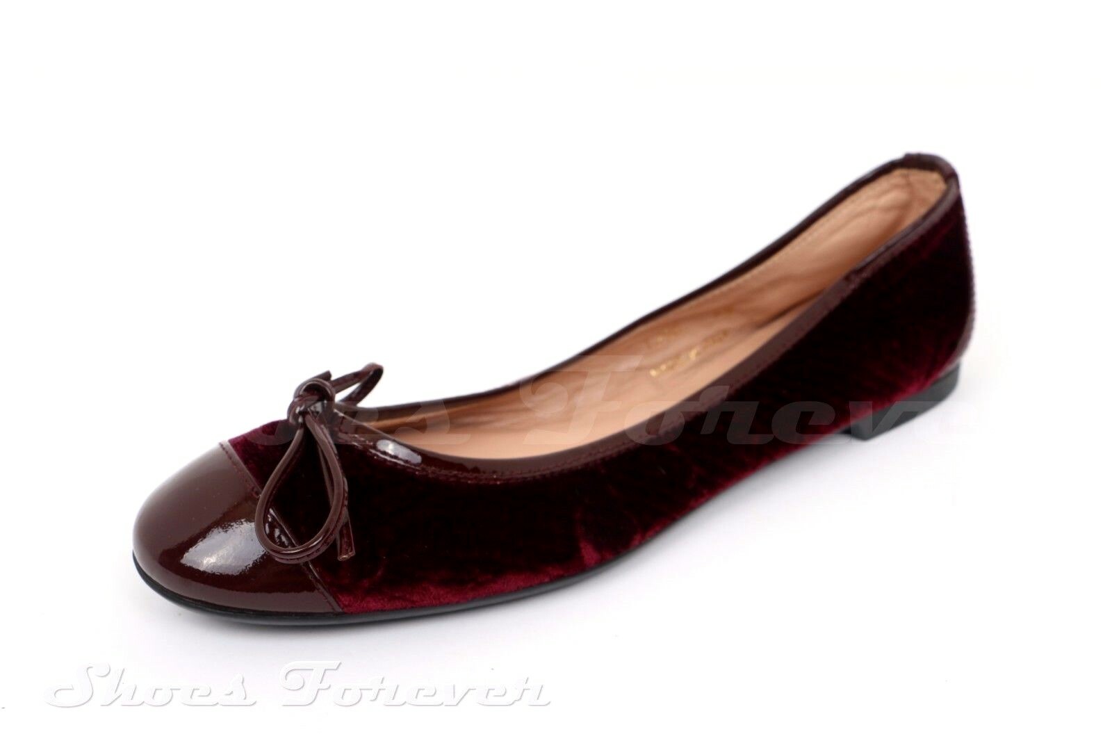 Sweet Ballerina Womens Red Burgundy Fabric Bow Cap Toe Ballet Flats Size 6.5