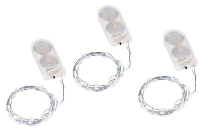 LED Lichterkette Draht 3x 0,95m Batterie je 20 LEDs kaltweiß biegbar Wasser Neu