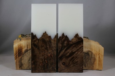 BURL WHITE COMPOSITE KNIFE HANDLE MATERIAL BLANK SCALES (216)