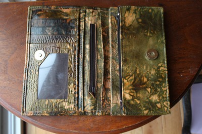 Brown Leather Egyptian Hieroglyphic Embossed Gold Wallet Travel Souvenir