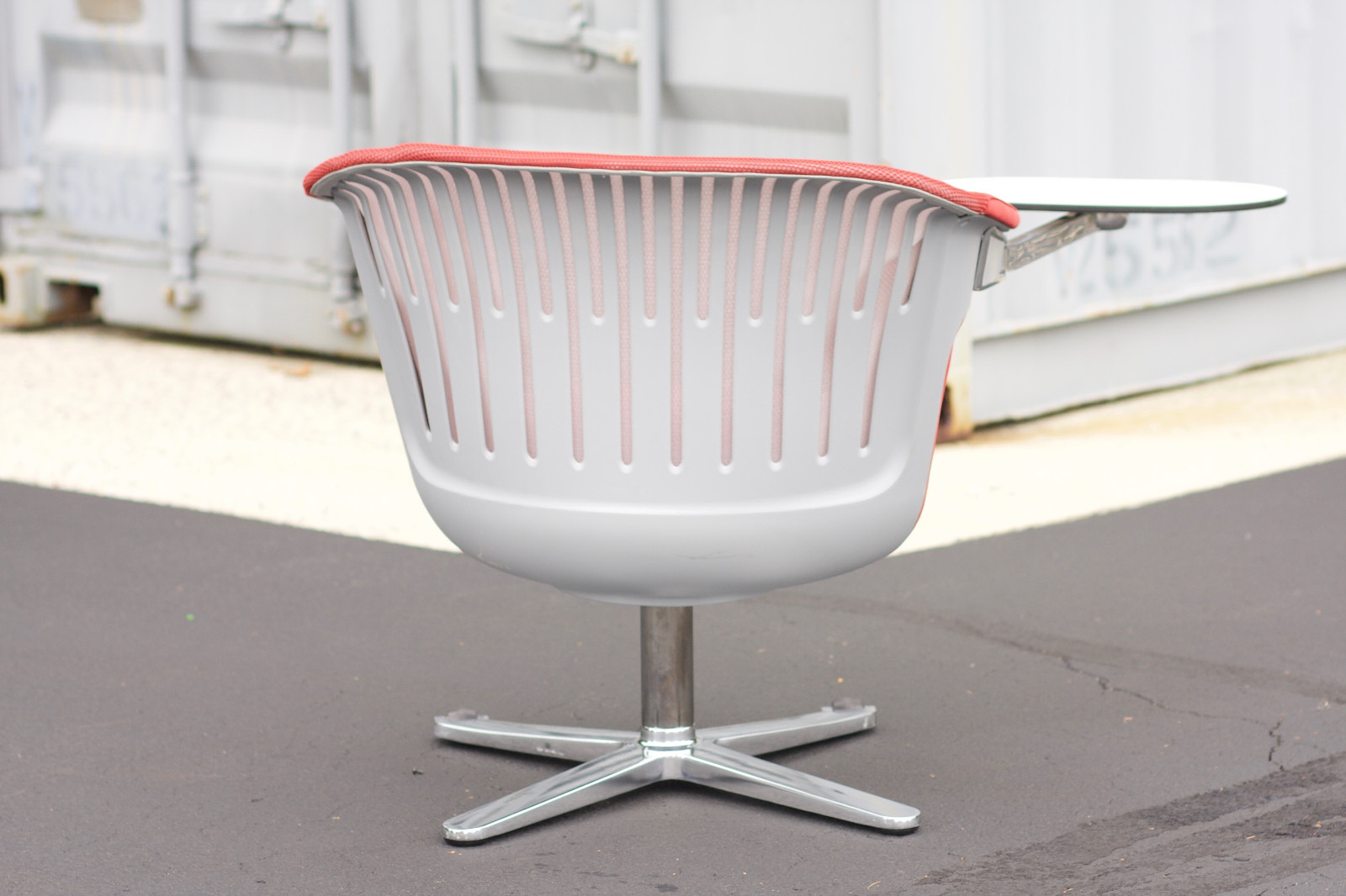 Steelcase i2i Leap Office Chair Chrome Base Tray Table Mid Century Eames Miller