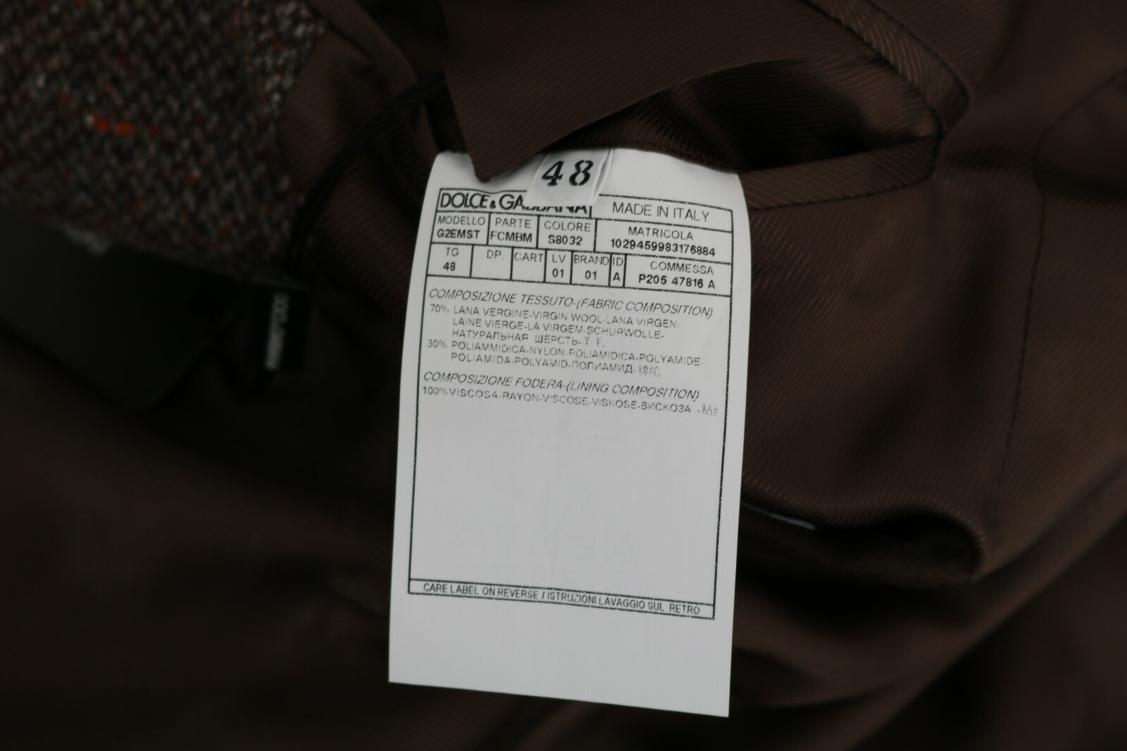 Pre-owned Dolce & Gabbana Blazer Wool Brown Jacket Formal Coat It48 / Us38 / M Rrp $1700