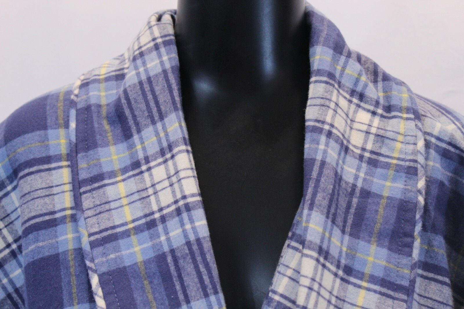 The Vermont Country Store Men's Portuguese Flannel Wrap Robe SV3 Blue Size XL