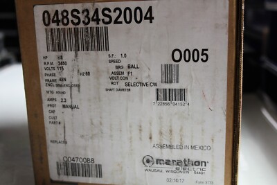 Marathon 048S34S2004 Electric Motor 0.13 HP, 3600 RPM, 115 Volts, 1 PH