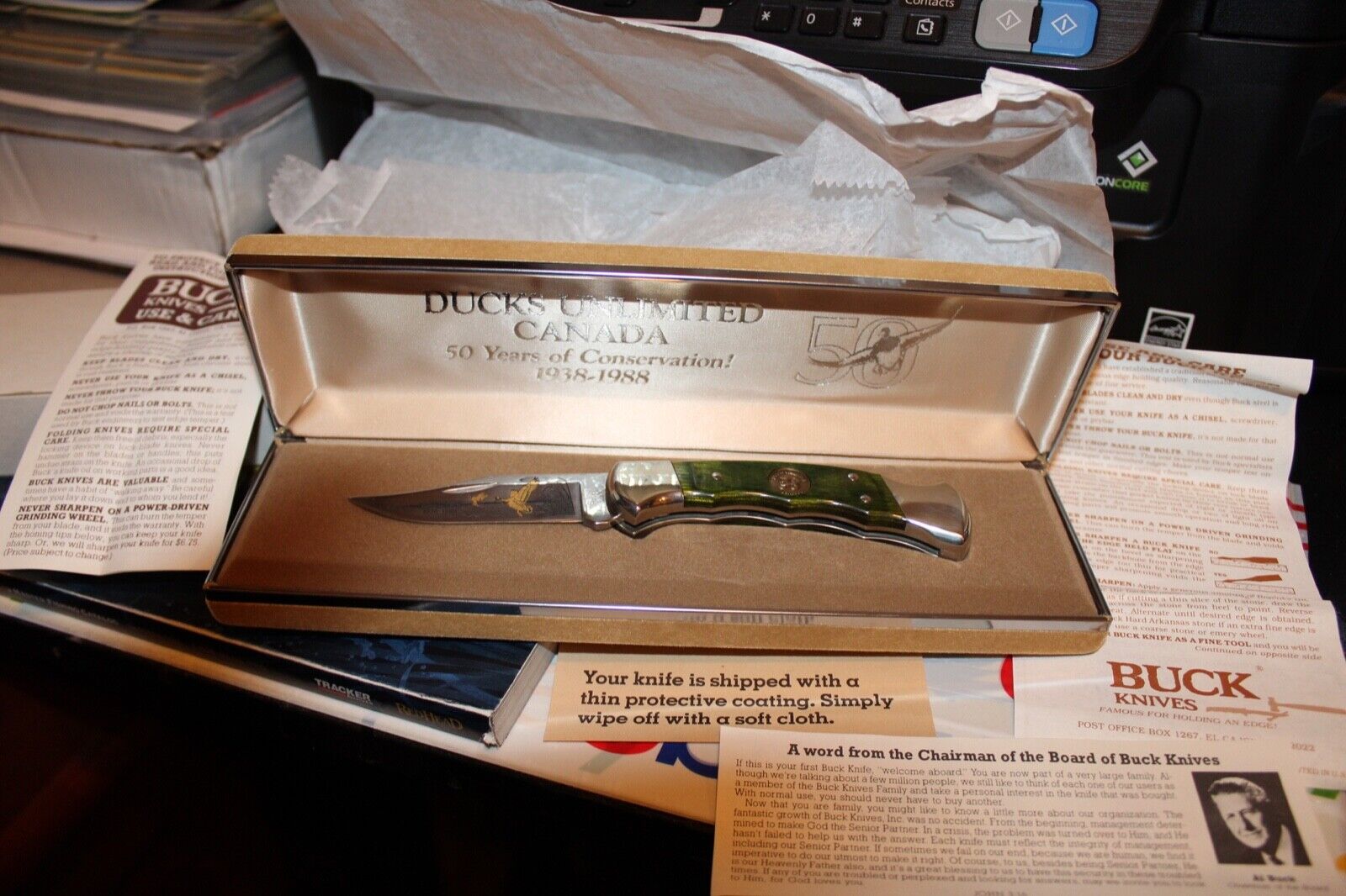 BUCK 112 KNIFE NEW U.S.A. DUCKS UNLIMITED CANADA 50 YRS BUCK 112 KNIFE NEW U.S.A. DUCKS UNLIMITED CANADA 50 YRS