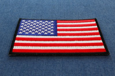 US Flag Patch 4 Inch Black Border - 4x2.5 inch - P3823
