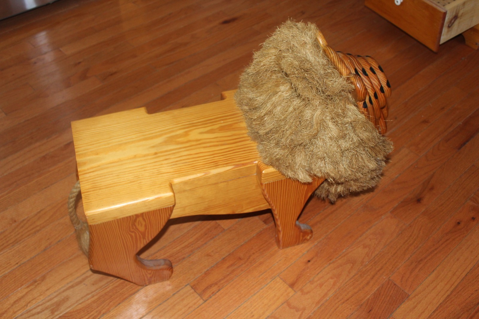 Solid Wood Lion Footstool / Child's Bench - Handmade