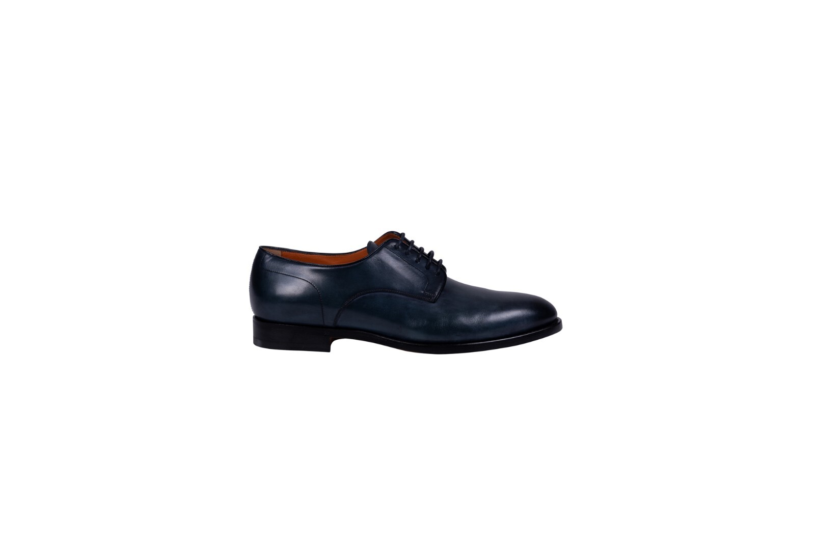 Pre-owned Santoni 690$  "fatte A Mano In Italia" Derby Business Shoes Blue Antiqued Leather