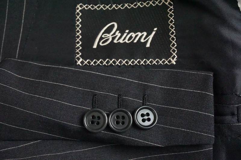 Brioni Palatino Charcoal Pinstriped 100% Wool 2 Pc Suit Jacket Pants Sz 42L