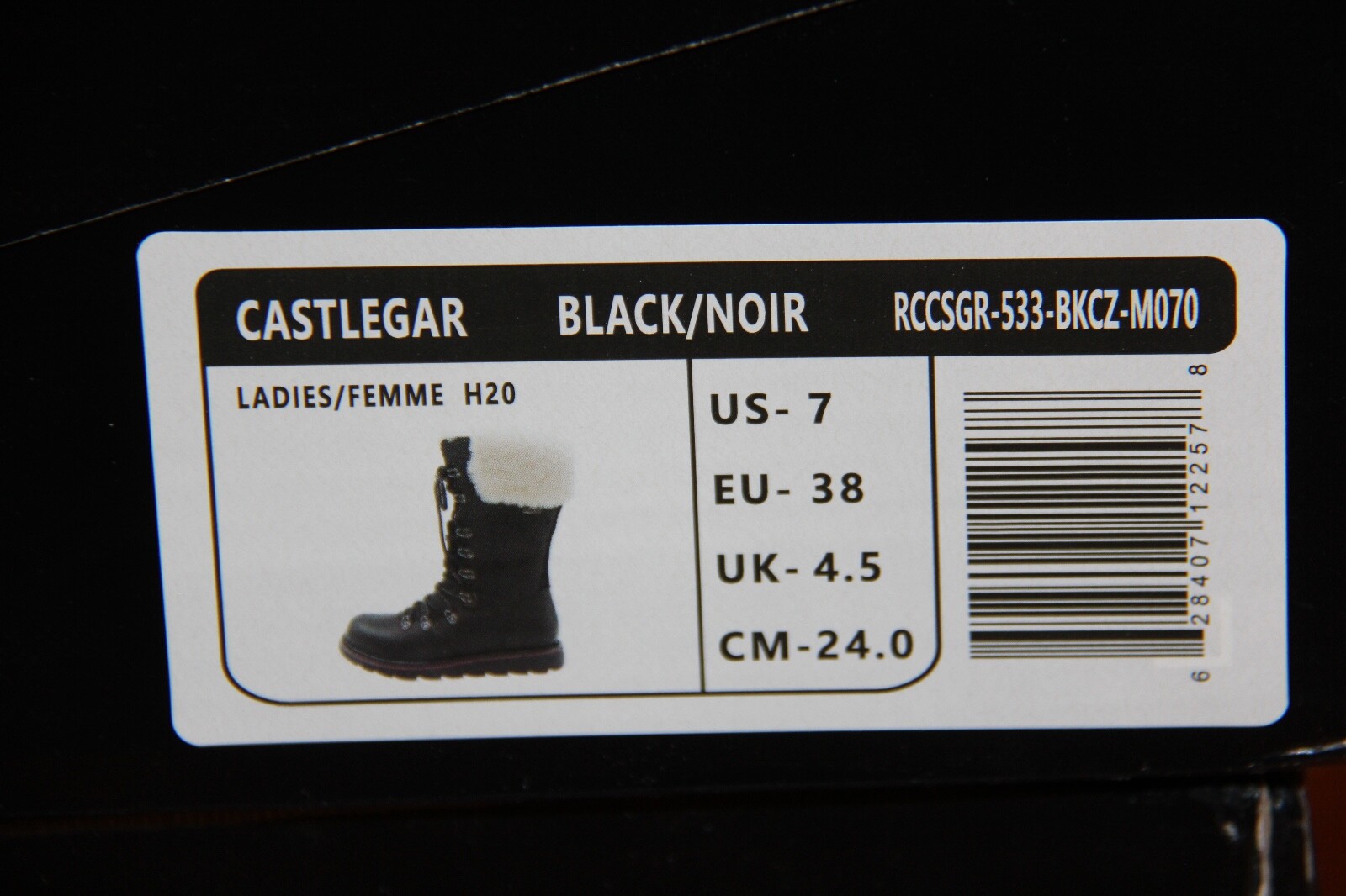 Pre-owned Royal Canadian Castlegar Leather Shearling Cuff Boot Women's Size 7 Black