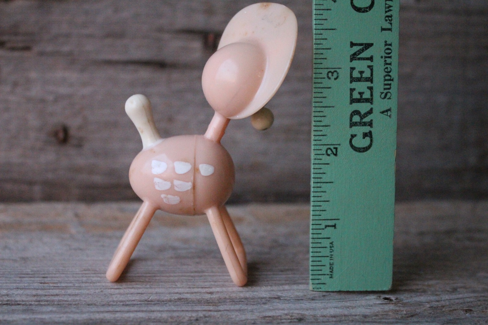 Vintage Pink Poodle Baby Rattle Plastic Toy Dog Mid Century Girls Nursery Decor