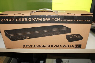 8 Port USB 2.0 KVM Switch with Controller and Cables
