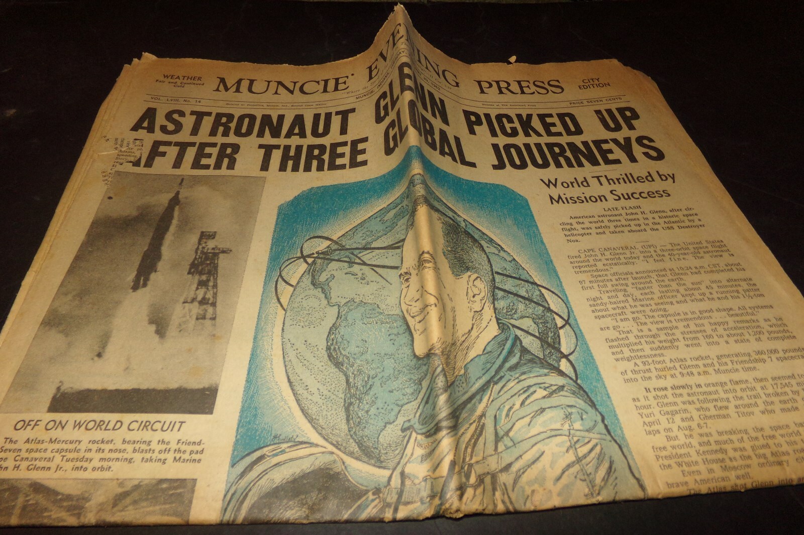 Lot 2 Vintage Newspapers John Glen Space Capsule on Target Astronaut Picked Up