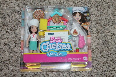 BARBIE CHELSEA CAN BE BRUNETTE DOLL & PIZZA CHEF PLAYSET BRAND NEW