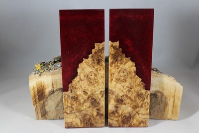 BURL RED COMPOSITE KNIFE HANDLE MATERIAL BLANK SCALES (161)
