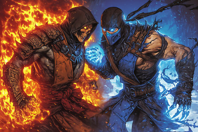 SCORPION VS SUB-ZERO Fine Art Print 13x19 Limited to 1/30 Mortal Kombat