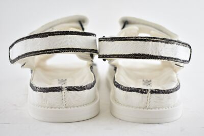 Pre-owned Chanel 22c White Black Graffiti Cc Logo Mule Slide Strap Flat Dad Sandal 36.5